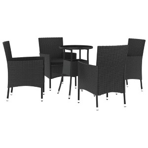 vidaXL 5 Piece Patio Bistro Set with Cushions Black Poly Rattan - 1 of 4