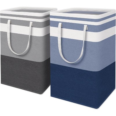 2 Pack Large Laundry Baskets, Waterproof, Freestanding Laundry Hampers, Collapsible Clothes Hamper with Reinforced Handles in College Dorm