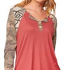 Women's MARSALA BUTTON TOP WITH CAMO LONG SLEEVES - Haptics - 3 of 4
