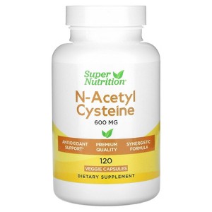 Super Nutrition N-Acetyl Cysteine, 600 mg, 120 Veggie Capsules - 1 of 3