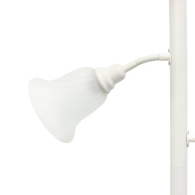 Elegant White Torchiere Floor Lamp with Adjustable Reading Lights