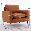Set of 2 Faux Leather Lounge Chairs, Modern Retro Upholstered Single Sofa Armchairs with Cushions for Living Room or Bedroom-Koiai - 4 of 4
