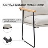 Modern Accent Chair, Comfy Chair with Removable Cushion, Vanity Chair with Wood Armrests for Living Room, Bedroom, White - 3 of 4