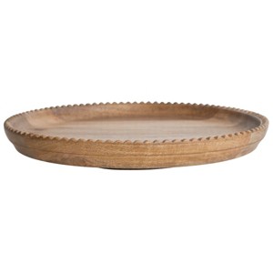Storied Home Wood Lazy Susan with Carved Scalloped Edge, Natural - 1 of 2