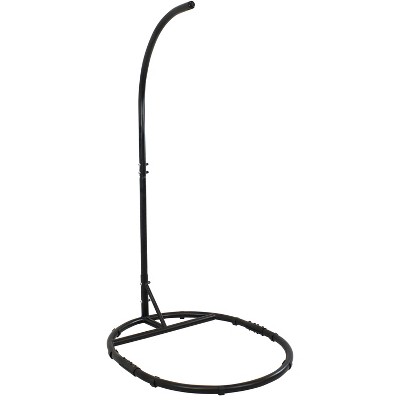 Sunnydaze Durable Indoor/Outdoor Egg Chair Stand with Extra-Wide Round Base, Hardware and Powder-Coated Finish - 76" H - Black