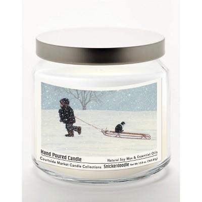 Courtside Market All Aboard Snickerdoodle 12.8oz Soy Wax Candle Glass Jar with Brushed Silver Metal Lid