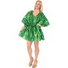 LA LEELA Women's Summer Plus Size Loose Mini Beachwear Vacation Swim Suit Bathing Suit Cover-up for Women Dress 3X-4X Green, Abstract - 4 of 4