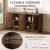 Modern 4-Door Storage Cabinet with 3D Geometric Fronts and Metal Trim, Sideboard Buffet Cabinet for Living Room, Kitchen or Office - Cuddlewood - 3 of 4