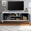 Mirrored TV Stand with Open Storage & 2 Storage Cabinets, Glass TV Console Table with M Shape Sparkling Mirror Doors for 65+ Inch TV, for Living Room - 2 of 4