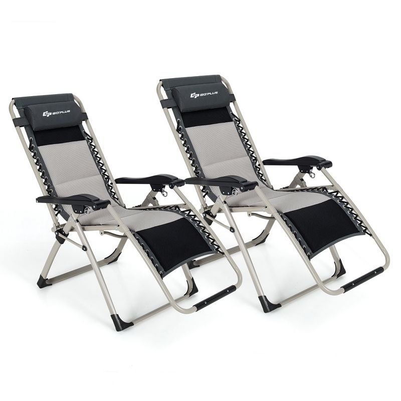 Costway 2PCS Padded Zero Gravity Chair Adjustable Folding Reclining Lounge with Cover, 2 of 9
