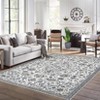 Washable Vintage Floral Rug Non Slip Low Pile Rug Soft Throw Floor Cover Foldable Indoor Carpet for Living Room Bedroom - 2 of 4