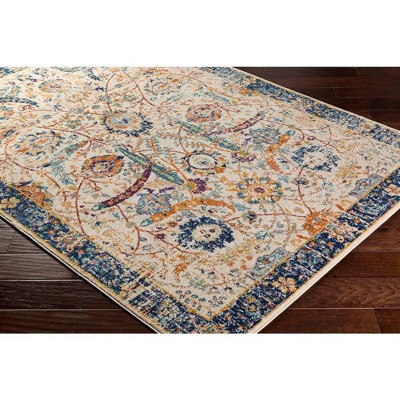 Isabella Blue and Beige Rectangular Polypropylene Area Rug 3'11" x 5'7"