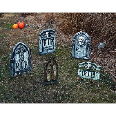 Fun World Photo-realistic Tombstone 5 Piece Set Halloween Decorations ...