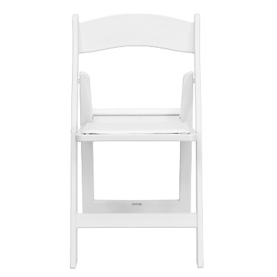 White Resin Folding Chair Set with Vinyl Padded Seat