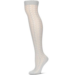 Memoi Pointelle Over The Knee Cotton Blend Warm Socks Paloma Gray One Size - 1 of 4