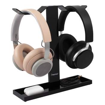 Insten Dual Headphone Stand & Holder with Storage Plate Organizer Base for All Gaming Headsets, Desk & Home Office