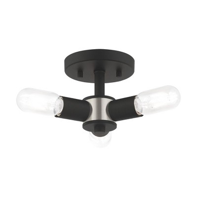 Copenhagen Black Glass 3-Light Flush Mount Ceiling Fixture