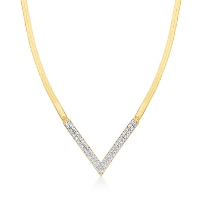 Ross-Simons 0.75 ct. t.w. Diamond Chevron Herringbone Necklace in 18kt Gold Over Sterling Size 20