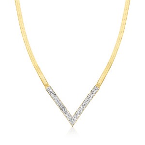 Ross-Simons 0.75 ct. t.w. Diamond Chevron Herringbone Necklace in 18kt Gold Over Sterling Size 20 - 1 of 3