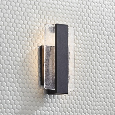 U-Shape Classic Black Wall Sconce with Piastra Glass, Dimmable LED