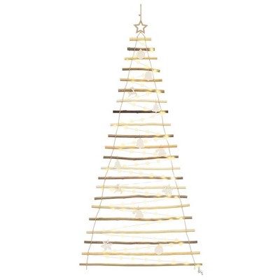 vidaXL Christmas Tree with 130 LEDs Natural 82.7" Solid Ash wood