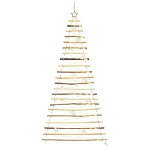vidaXL Christmas Tree with 130 LEDs Natural 82.7" Solid Ash wood - 1 of 4