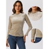 INSPIRE CHIC Women's Velvet Round Neck Long Sleeve Stand Collar Metallic Stars Tops - 2 of 4
