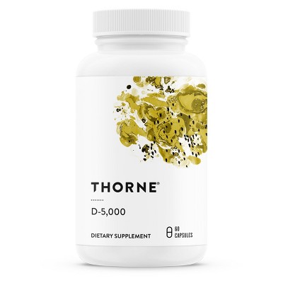 Thorne Vitamin D-5000 - Vitamin D3 Supplement - 5,000 IU - Support Healthy Bones, Cardiovascular, and Immune Function - NSF Certified - 60 Capsules