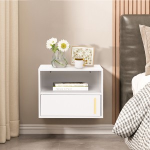 Sevobal Nightstands Wall Mounted Bedside Table 2 Sets With Drawer, Open Compartment, Elegant And Simple Design, Black, 16.7"*13"*12.8" - 1 of 4