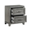 Vynxaria Garretson Collection 2-Drawer Nightstand, Gray Finish, Okume Veneer, Stain Nickel Bar Pulls, 24"x15.5"x27.5"H - 4 of 4