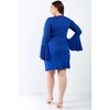 Slickblue Plus Size Bell Sleeve Long Sleeve Mini Dress, Slim Fit, Trendy Round Neck Design, Color & Size Options - 4 of 4