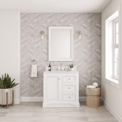 Bright White Transitional Rectangular Walnut Wood Mirror 40"x29"
