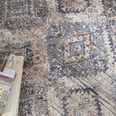 Ivory and Latte Medallion Cotton Chenille 4' x 6' Area Rug
