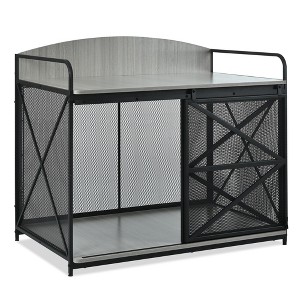FURNIinspire Pet Crates and Houses, Dog Crate Furniture with Sliding Doors and Storage Shelves for Big Medium Size, Black, 42.8"*27.3"*36.6" - 1 of 4