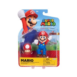 Nintendo Super Mario 4'' Mario with Power Up Mushroom Action Figure - 1 of 4
