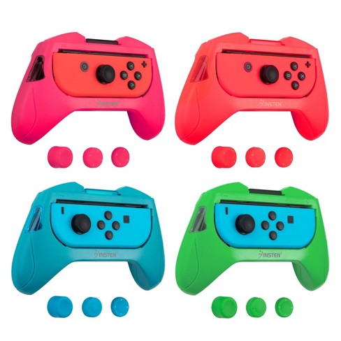 Insten 4 Pack Controller Thumb Grips Compatible With Nintendo Switch Joy-con Controllers, Blue, Red, Pink, Green :