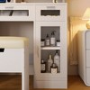 Racxily 41.3" Makeup Vanity with Sliding Mirror & LED Lights, 3 Drawers with RGB Cabinets & Charging Station, White - 4 of 4