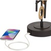 Possini Euro Design Jupiter 30" Tall Geometric Sculpture Modern End Table Lamp Dual USB Ports Black Gold Single White Shade Living Room Charging - 3 of 4