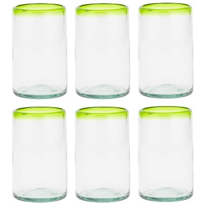 Amici Home Rosa 20 Ounce Highball Glasses, Mexican Glass Drinkware, Set Of  6, Ombre & Optic Finish : Target