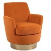 Lyngins 360° Swivel Accent Chair, Swivel Barrel Chair, Armchair for Living Room, Round Barrel Chairs with Gold Stainless Steel Base, Reading Chair - 2 of 4
