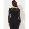INSPIRE CHIC Women's Floral Lace Front Peplum Hem Keyhole Sheer Long Sleeve Blouse - 4 of 4