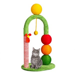 SEVOBAL Pet Tower 29in Cat Tree Tower with Sisal Scratcher Balls, Cute Holiday Scratching Post with Danging Ball, Green, 19.7"*17.7"*49.2" - 1 of 4