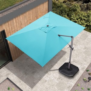 PURPLE LEAF Cantilever Umbrella Rectangle Outdoor Patio Umbrella Large Offset Hanging Umbrella with 360-degree Rotation Adjustable With Base - 1 of 4