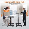ChicFurnit Desks Rolling Desk Mobile Standing Desk Portable Standing Desk with Lockable Wheels for Home Office, Black, 25.5"*18.8"*43.3" - 3 of 4
