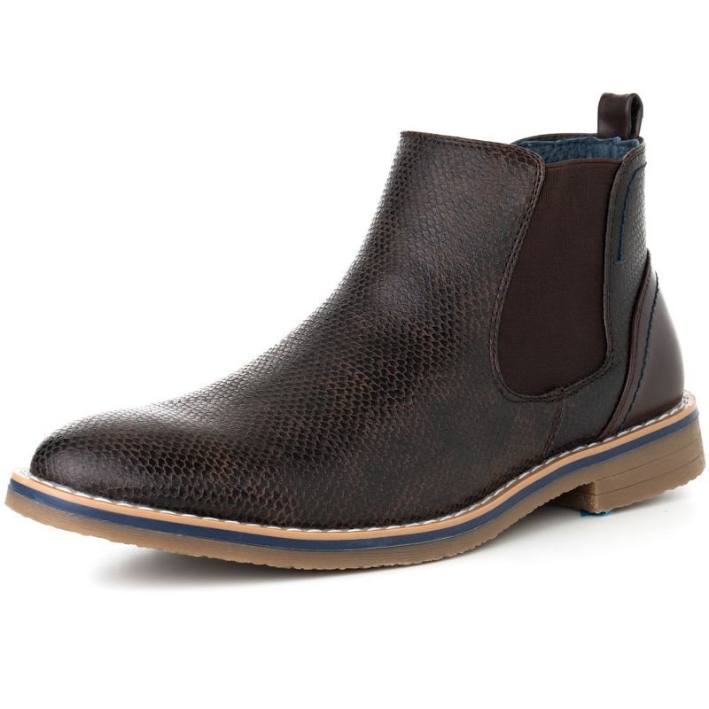 Alpine Swiss Mens Nash Chelsea Boots Snakeskin Ankle Boot Genuine Leather Lined, 1 of 8
