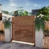 PexFix 72" x 47" Louvered Design Metal Privacy Screen Freestanding Outdoor Divider Panel for Patio Deck Balcony Heavy Duty Base Weatherproof Brown - 4 of 4