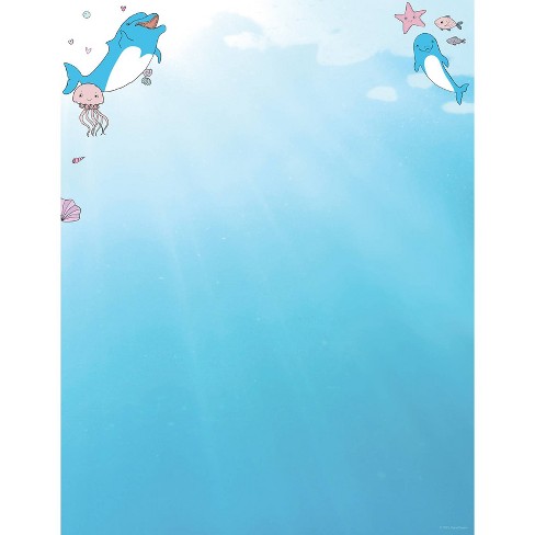 80ct Dolphin Adventure Letterhead Blue: Great Papers! Stationery, 8.5x11 Inch Matte Paper, Unbound, All Occasions, 80 Sheets - image 1 of 3