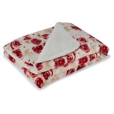 Image of Kyle & Deena Lovey Faux-shearling Baby Blanket for Girl Comforting Plush Microfibers - 30x40 Pink Floral Art