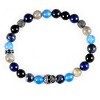 Crucible Men's Skull with Onyx, Lapis Lazuli, Sodalite, Labradorite and Agate Stones Stretch Bracelet (8mm) - 2 of 4