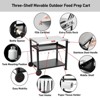 Three Shelf Movable Food Prep and Work Cart Table Home and Outdoor Table Top Worktable on Two Wheels - 3 of 4
